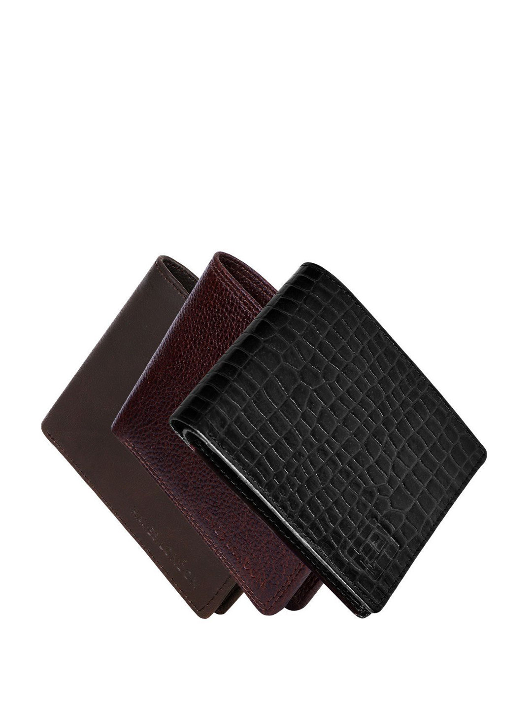 

Hayes London Men Wallets Pack of 3 Genuine Leather with RFID Blocking Combo, Black