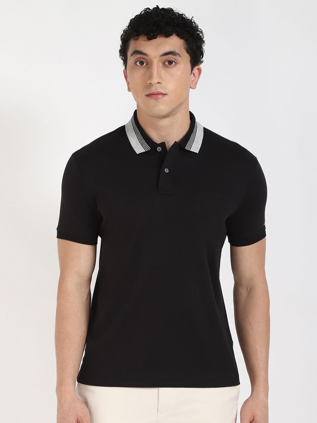 

Tommy Hilfiger Men Polo Collar Pockets T-shirt, Black