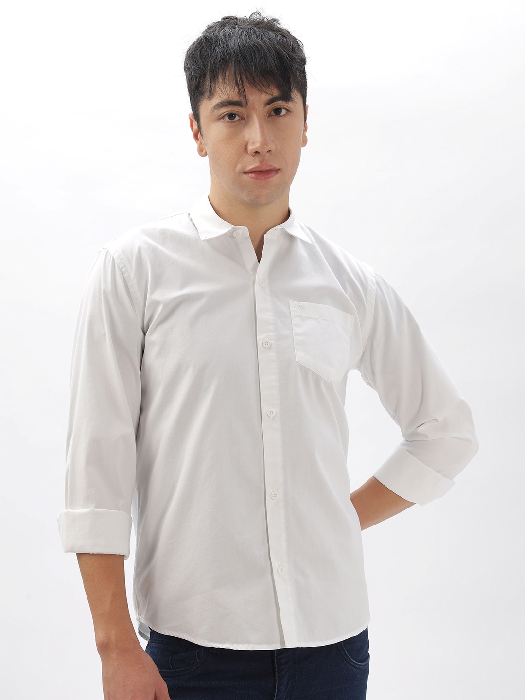 

BS BLUE SQUAD Men Slim Fit Opaque Casual Shirt, White