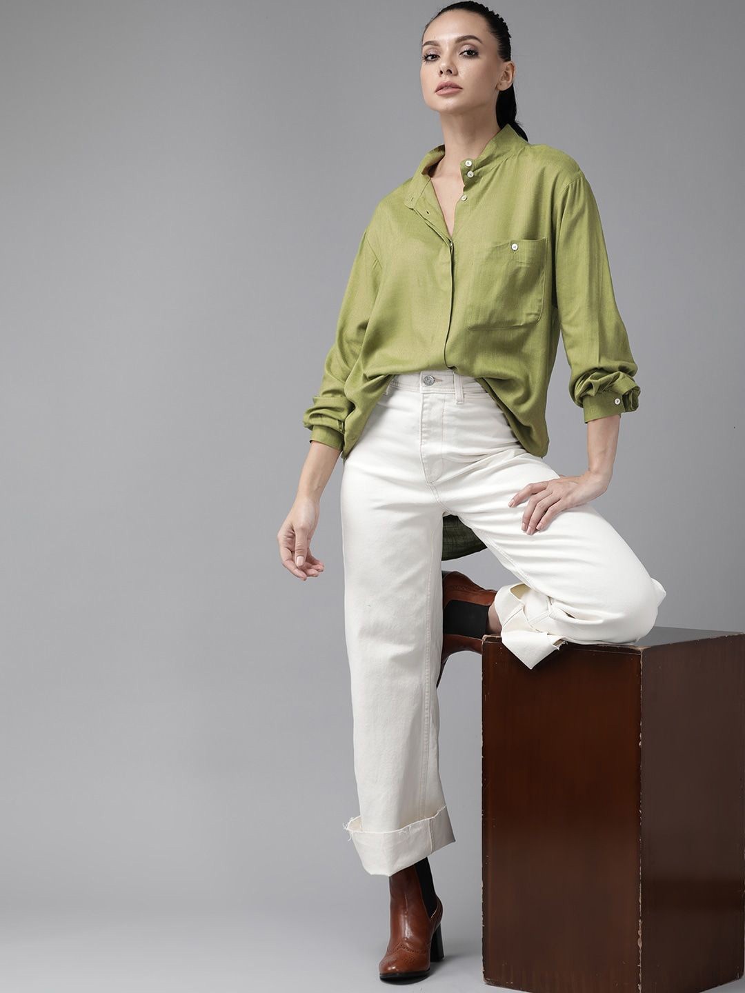 

WHY SO FAB Women Classic Opaque Casual Shirt, Green
