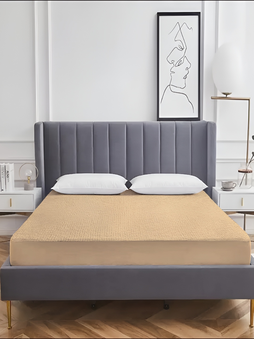 

hargunz Beige Terry Water Resistant King Size Mattress Protector