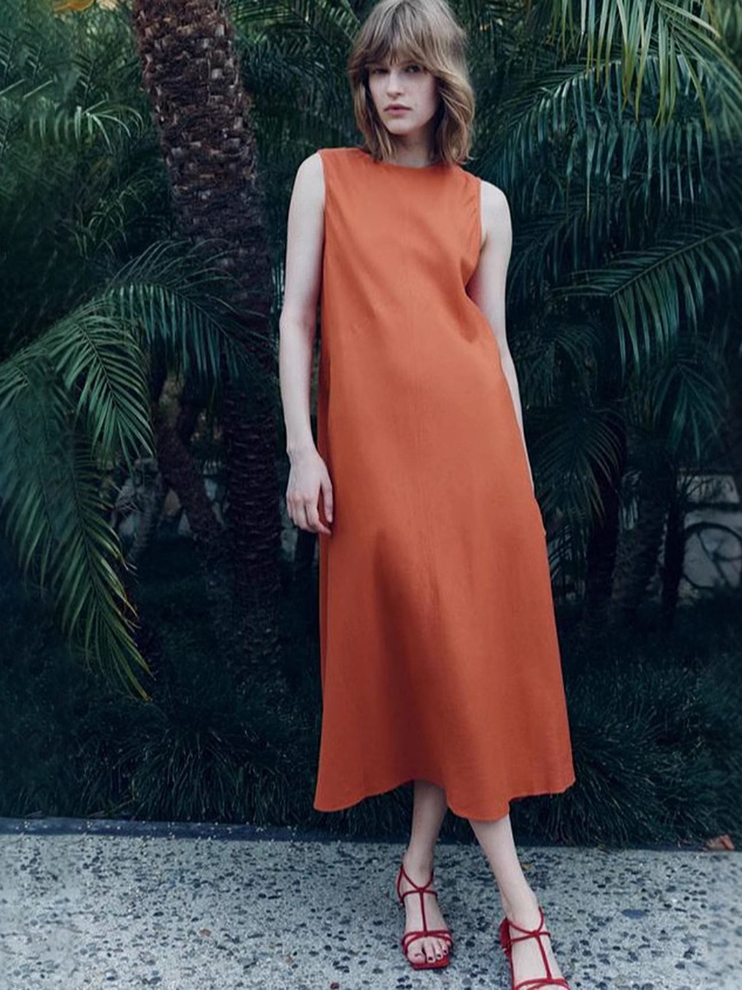 

LULU & SKY Women Midi A-Line Dress, Orange