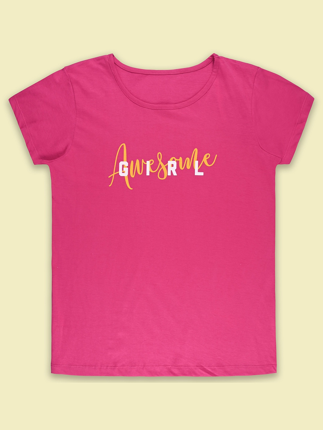 

Wish Karo Women Typography Printed Round Neck Cotton T-shirt, Pink