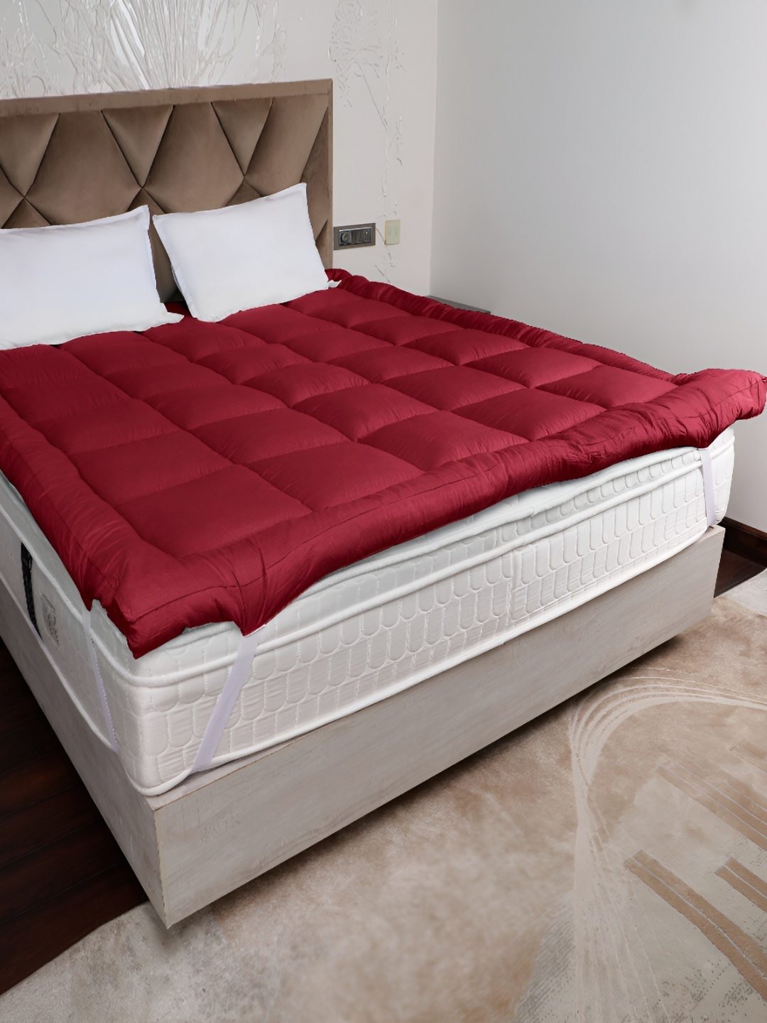 

AJISH Maroon Breathable Cotton Mattress Protector