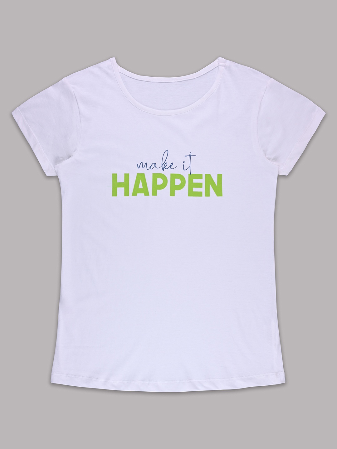 

Wish Karo Women Typography Printed Round Neck Cotton T-shirt, White