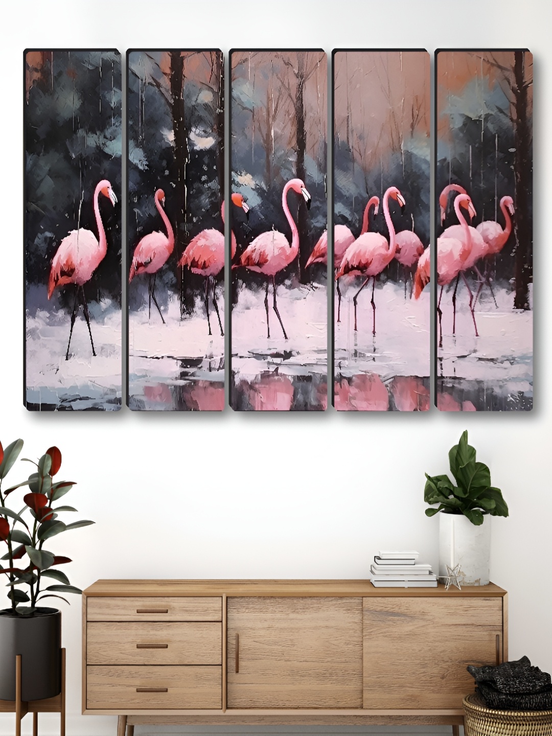 

Aura Pink & Green 5 Piece Synthetic Wood Birds and Animals Wall Paintings