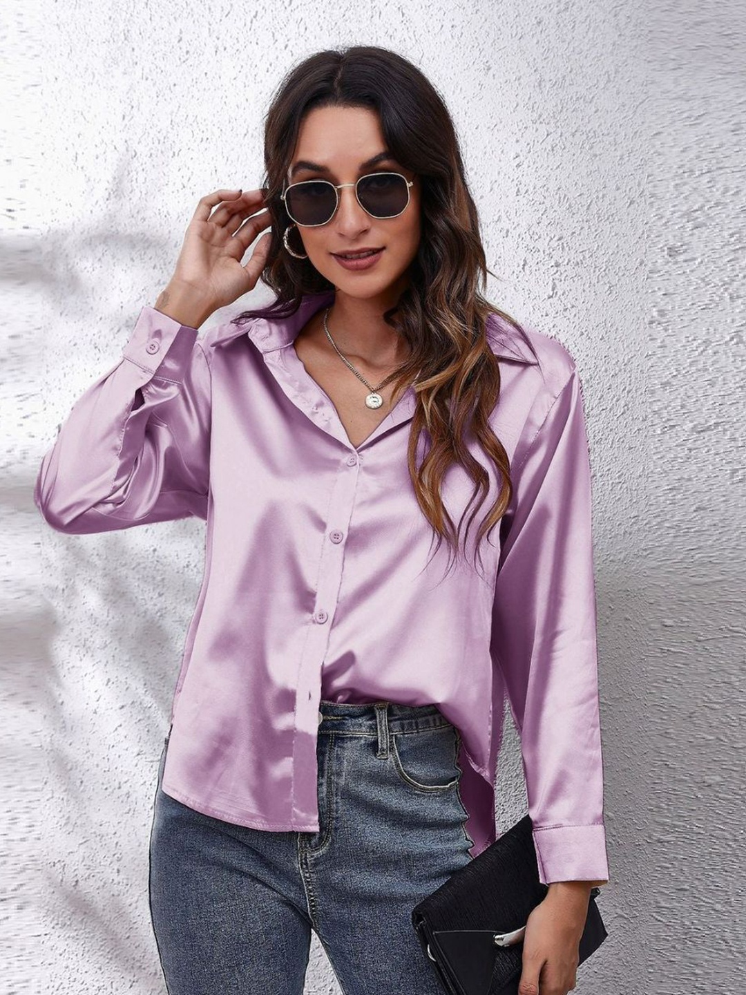 

Oh Rare Women V-Neck Pockets T-shirt, Violet