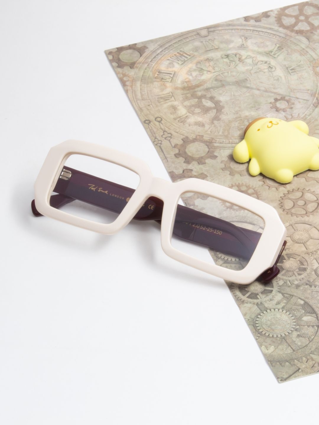 

Ted Smith Unisex Colourblocked Square Premium Acetate Frames, Cream