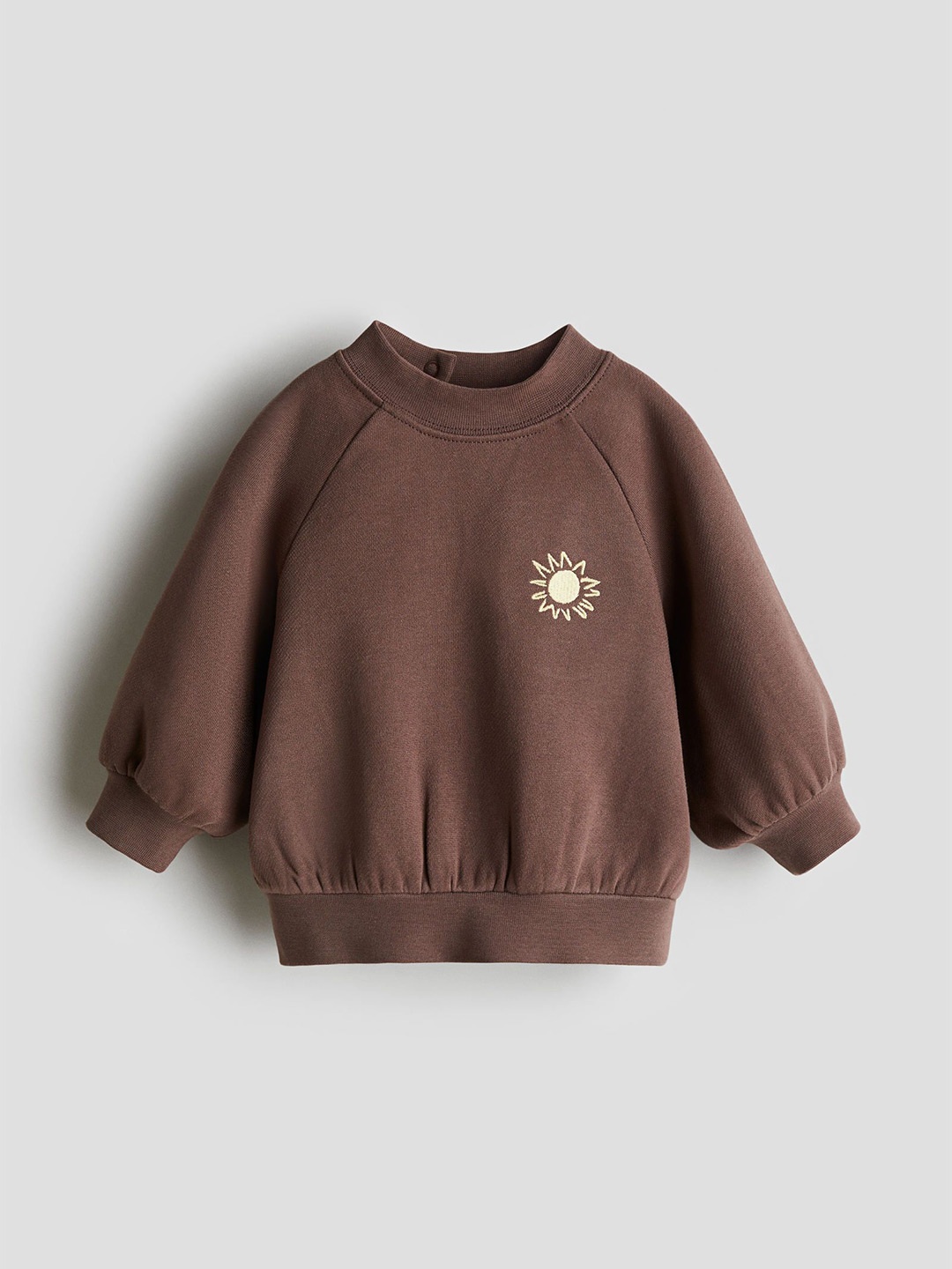 

H&M Boys Embroidery-Detail Cotton Sweatshirt, Brown