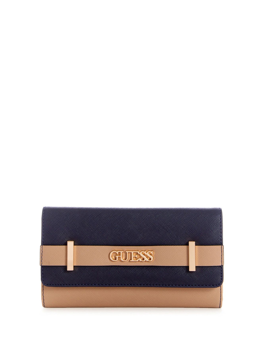 

GUESS Women Colourblocked PU Three Fold Wallet, Brown