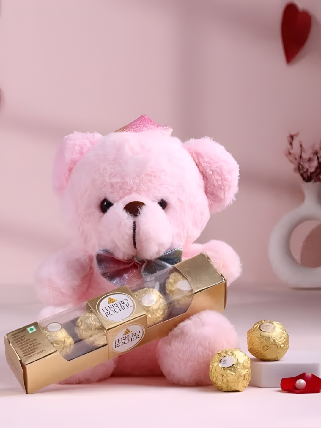 

Floweraura Pink 5 Pieces Chocolate & Teddy Bear Gift Set