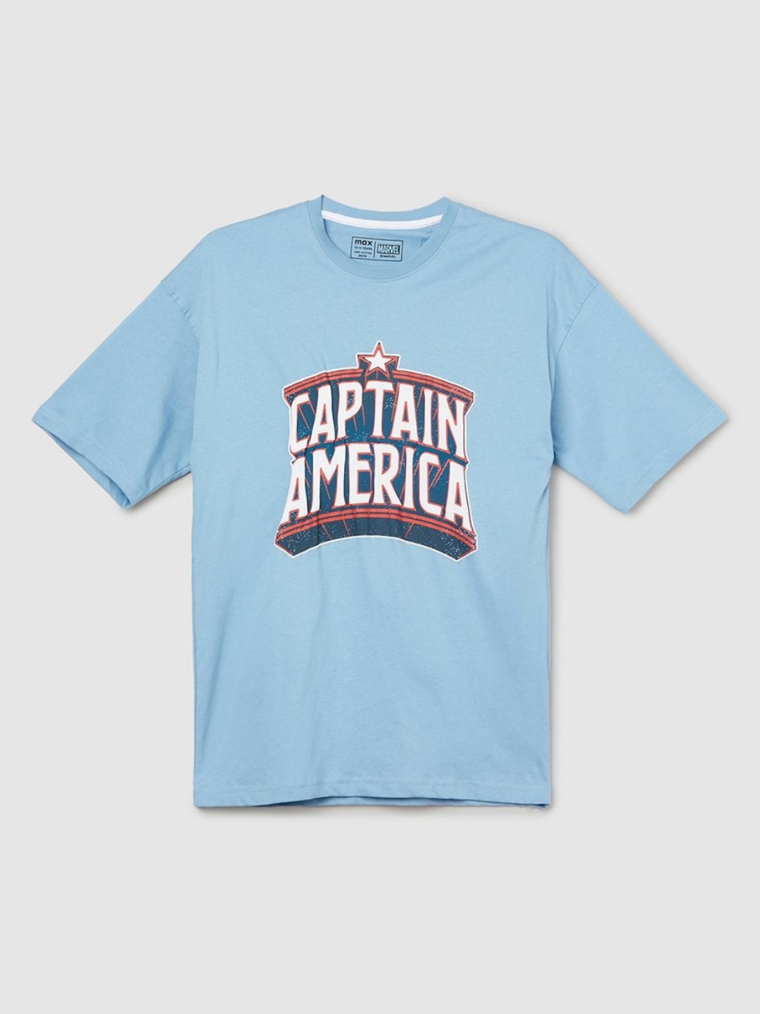 

max Boys Captain America Typography Printed Round Neck Cotton T-shirt, Blue