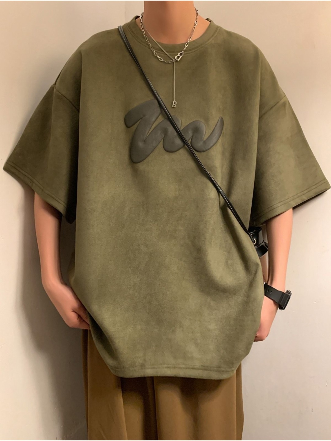 

StyleCast Men Graphic Printed Round Neck Cotton Oversized T-shirt, Olive