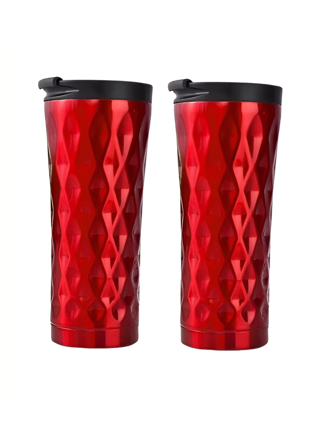 

We3 Red & Gold-Toned Textured Stainless Steel Glossy Cups Set of Cups and Mugs