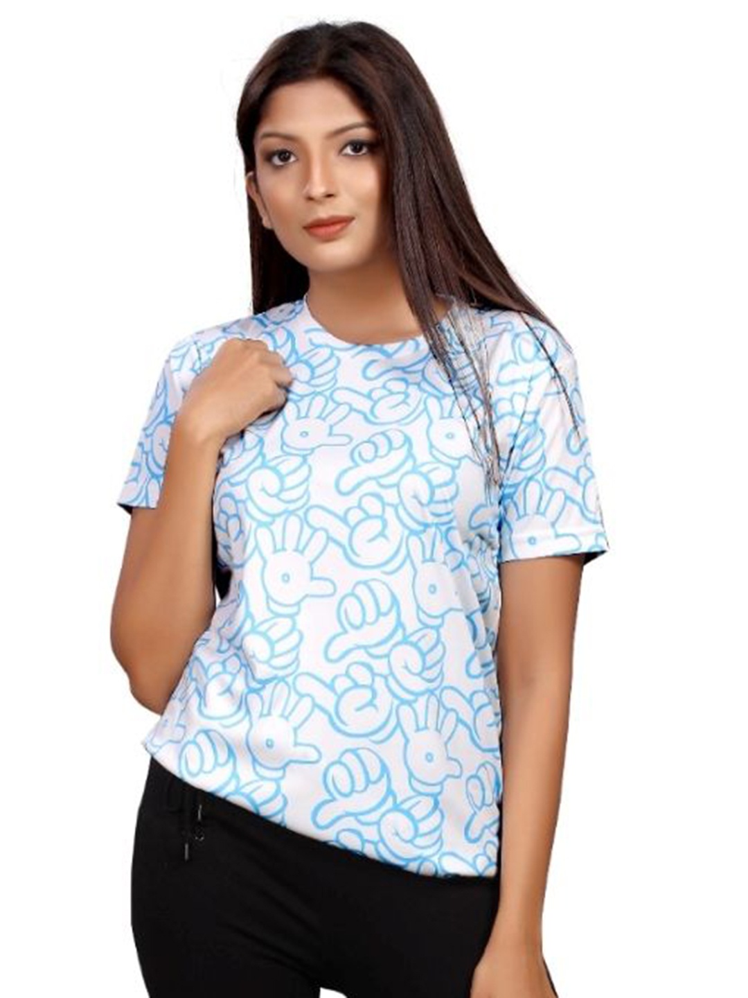 

shriez Women Printed T-shirt, Turquoise blue