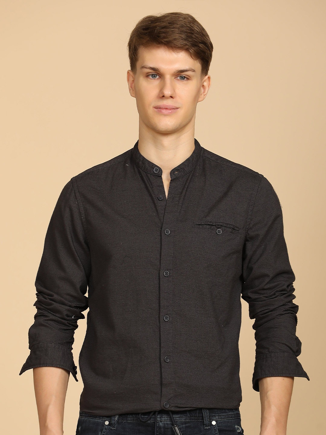 

POE Men Crazy - Corduroy Solid Shirt - Grey
