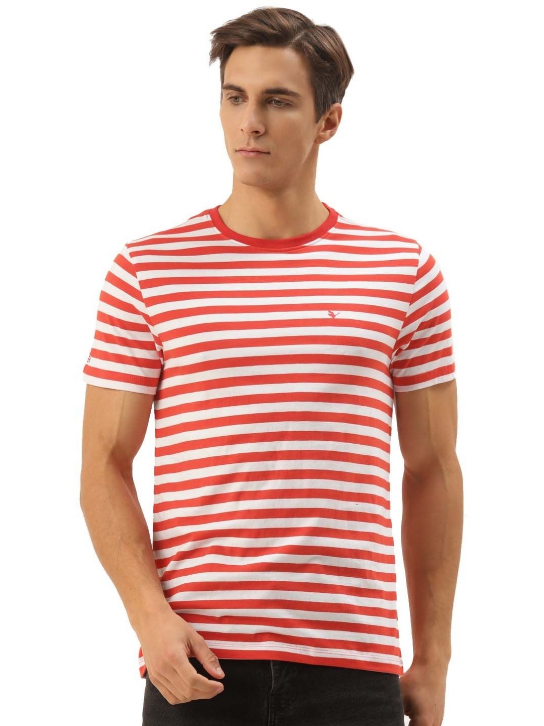 

AMSWAN Men Striped Pockets T-shirt, Multi