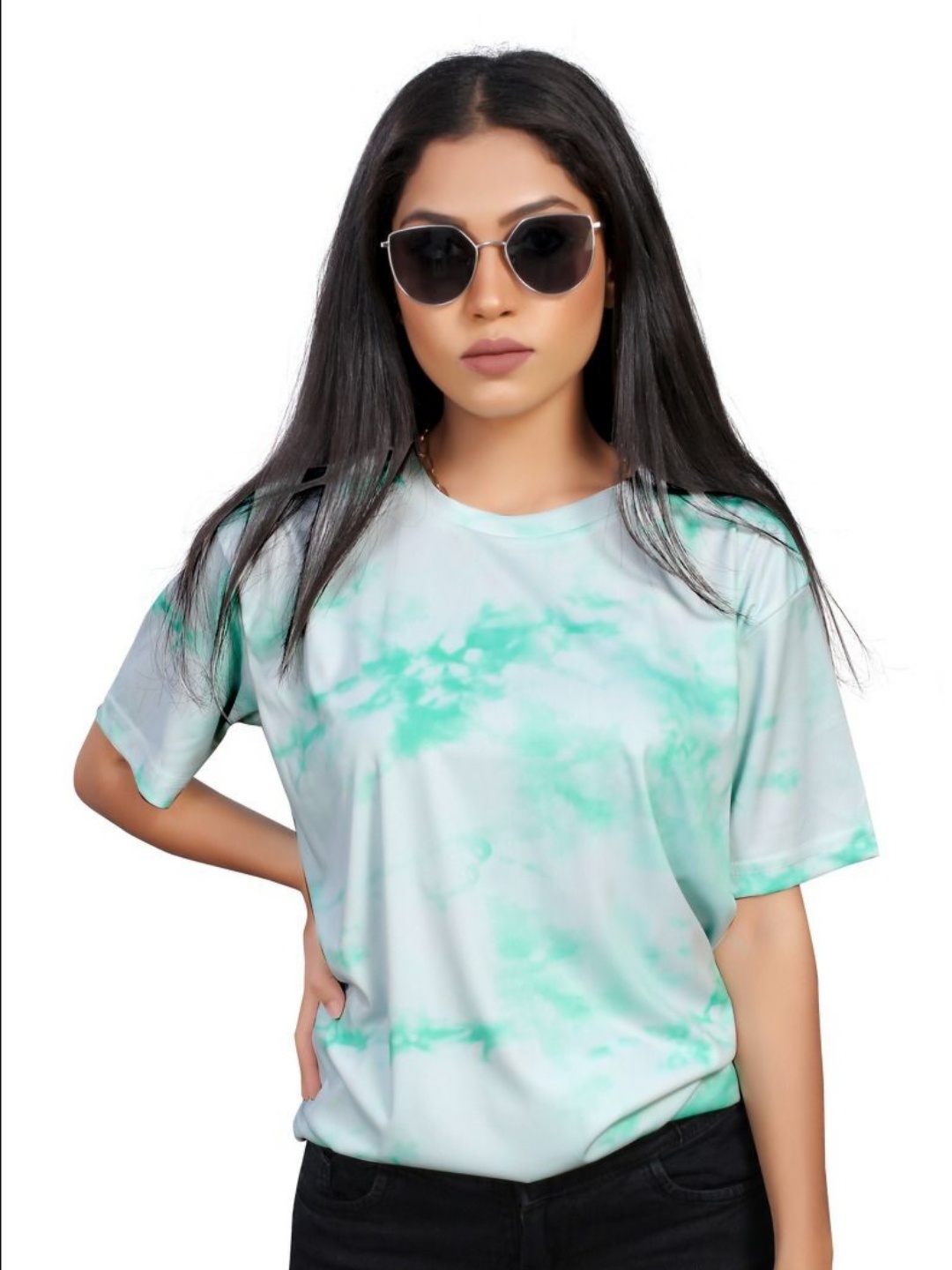 

shriez Women Printed Tropical T-shirt, Sea green