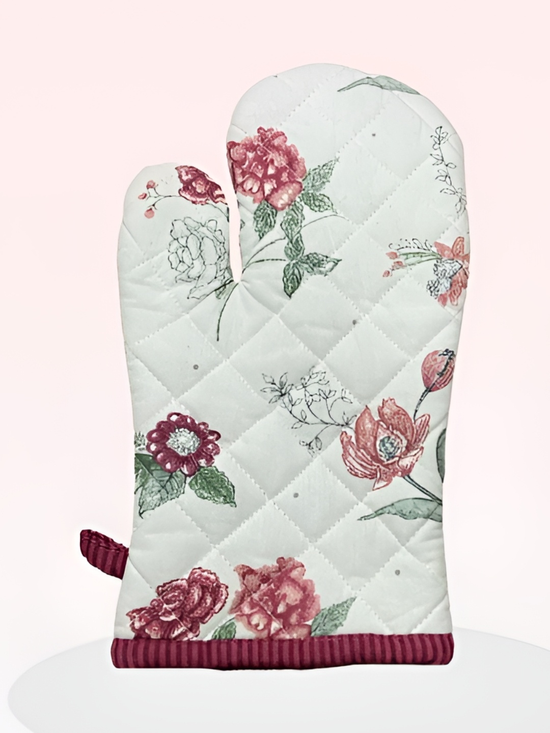 

SAJAVAT White & Maroon Printed Pure Cotton Oven Glove