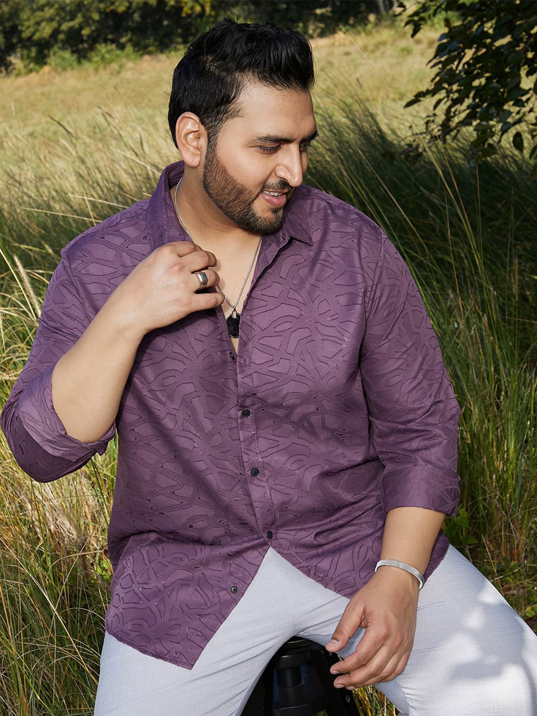

Instafab Plus Men Comfort Opaque Casual Shirt, Purple