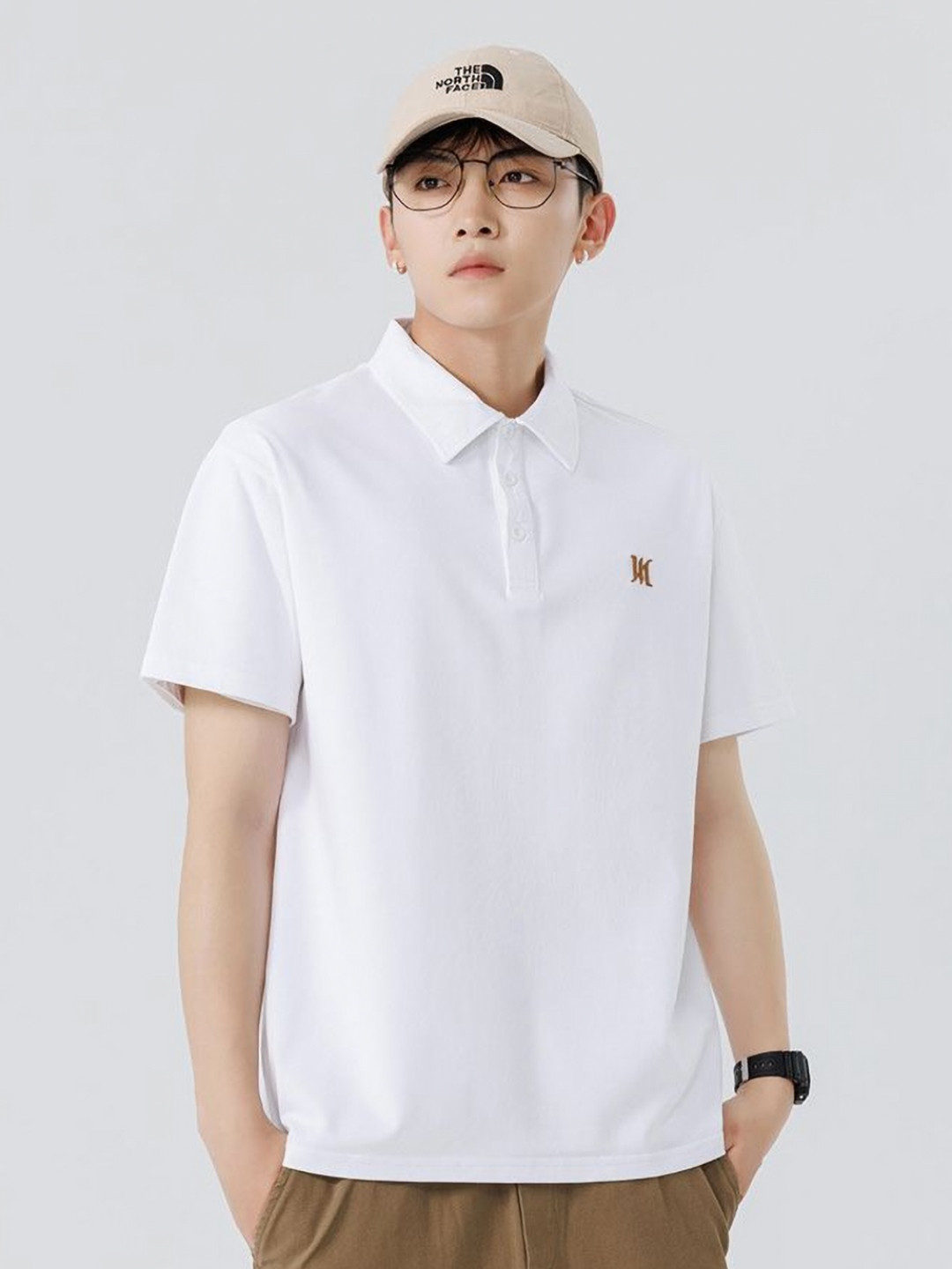 

StyleCast x Revolte Men Solid Polo Collar Cotton T-shirt, White