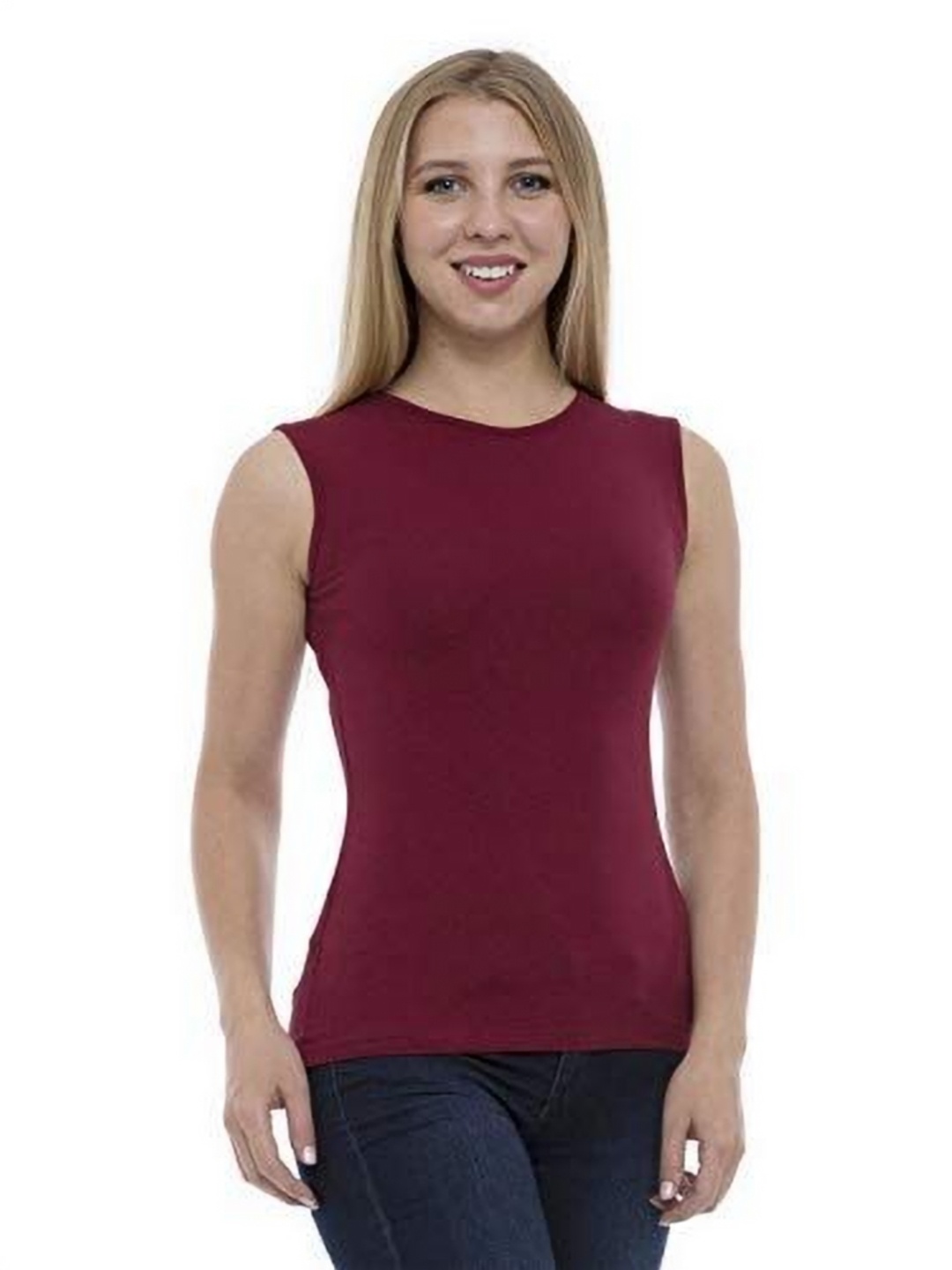 

NOTWILD Women Solid Round Neck Cotton T-shirt, Burgundy