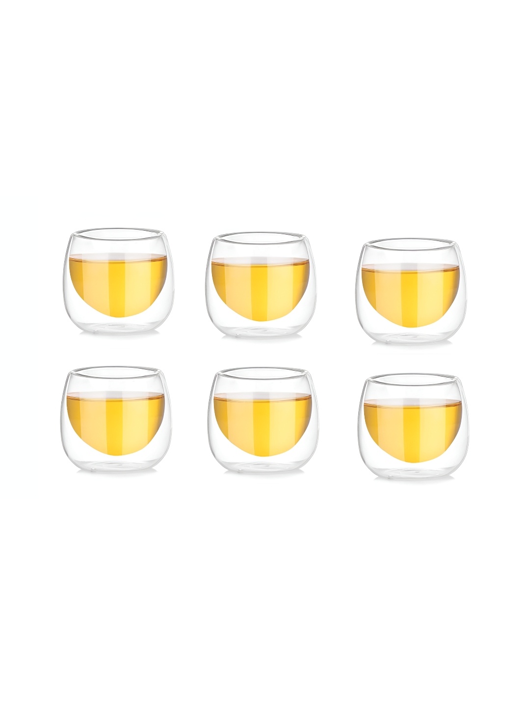

We3 Transparent 6 Pieces Glass Double Wall Shot Cups -80 ml Each