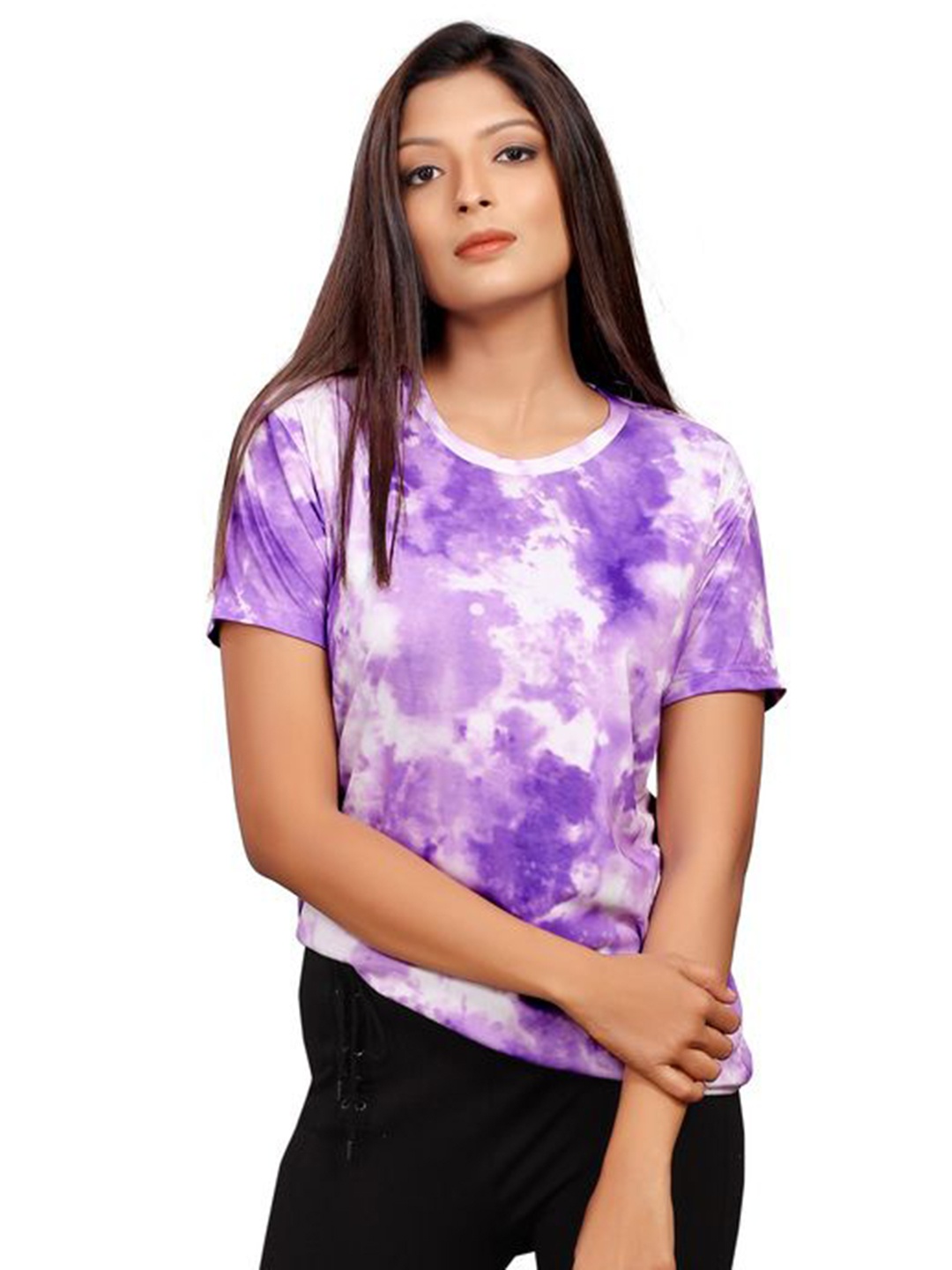 

shriez Women Printed T-shirt, Lavender