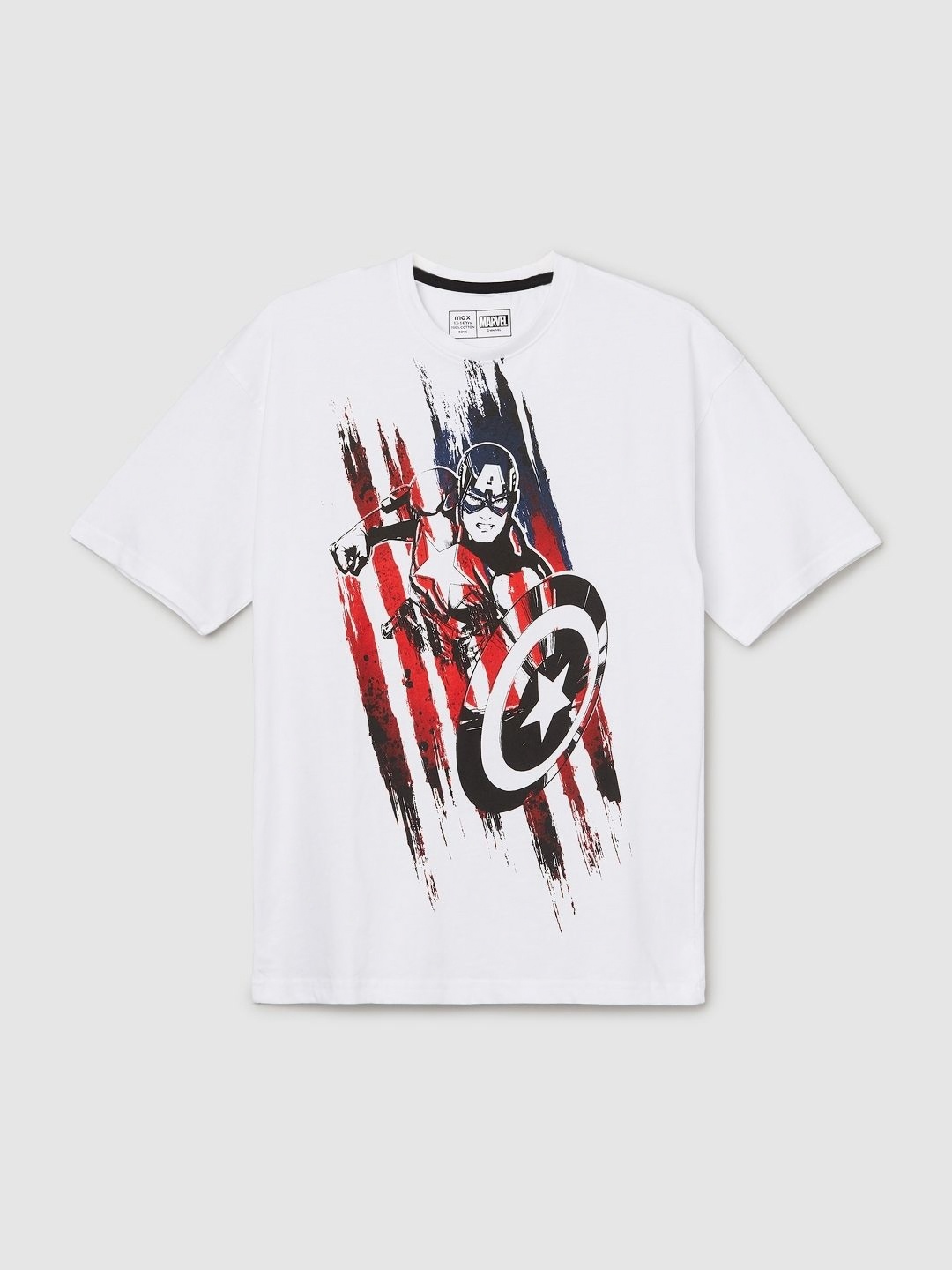 

max Boys Captain America Graphic Printed Round Neck Cotton T-shirt, White