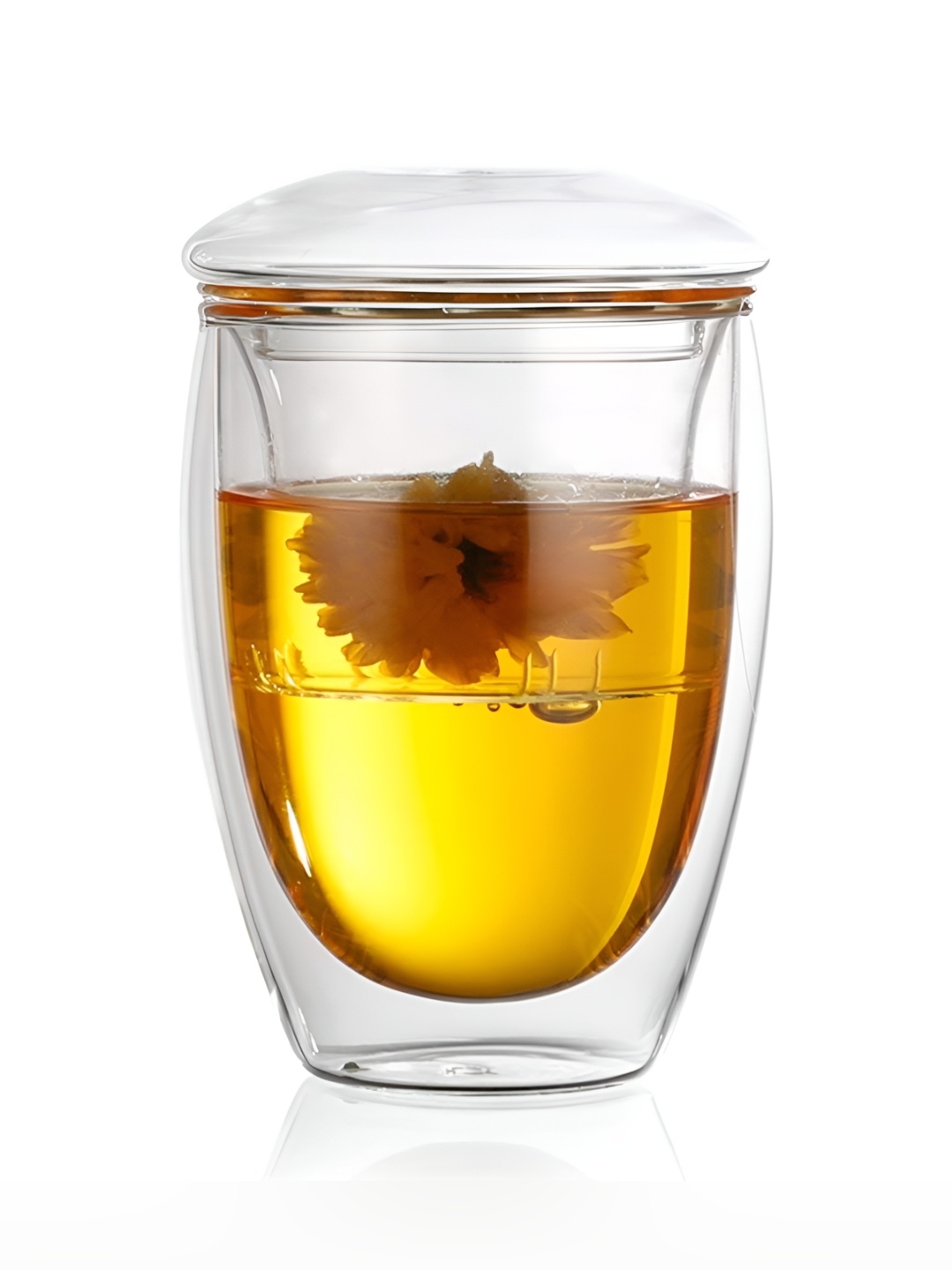 

We3 Transparent Glass Cup With Glass Filter and Lid-350 ml
