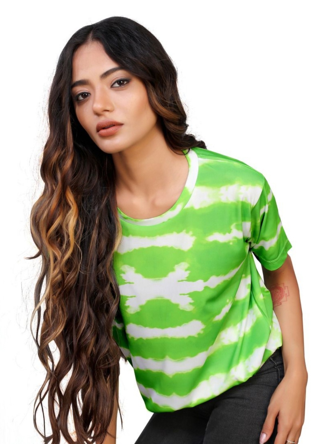 

shriez Women Printed Tropical T-shirt, Green