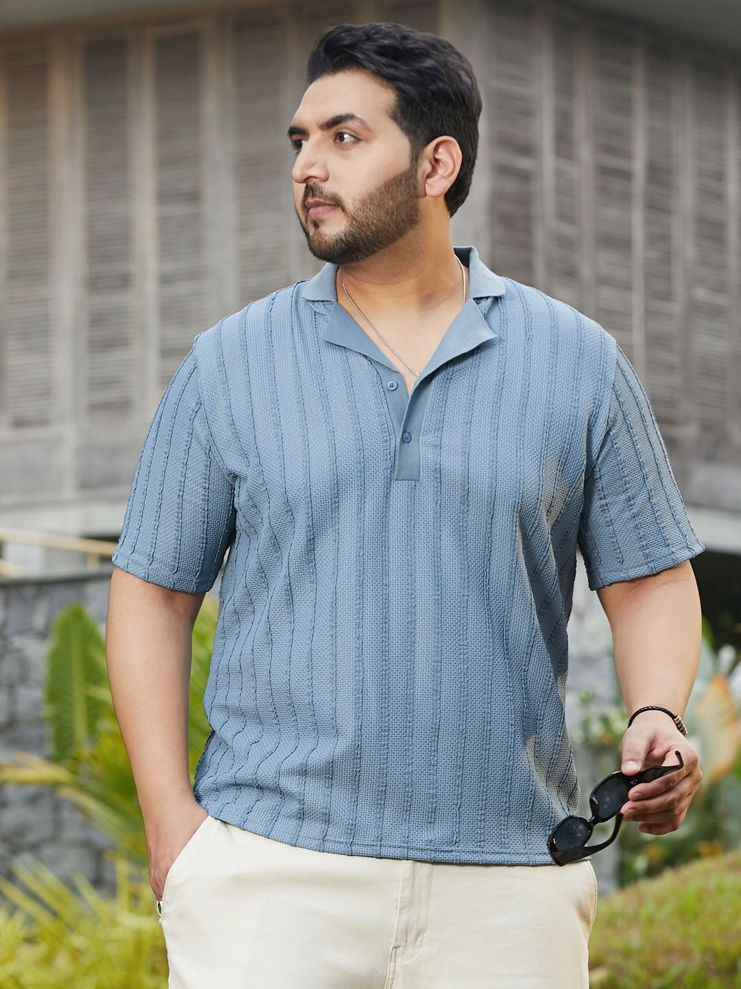 

Instafab Plus Men Polo Collar T-shirt, Blue