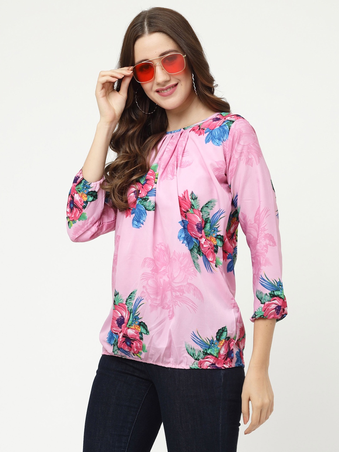 

MISS AYSE Floral Print Crepe Top, Multi