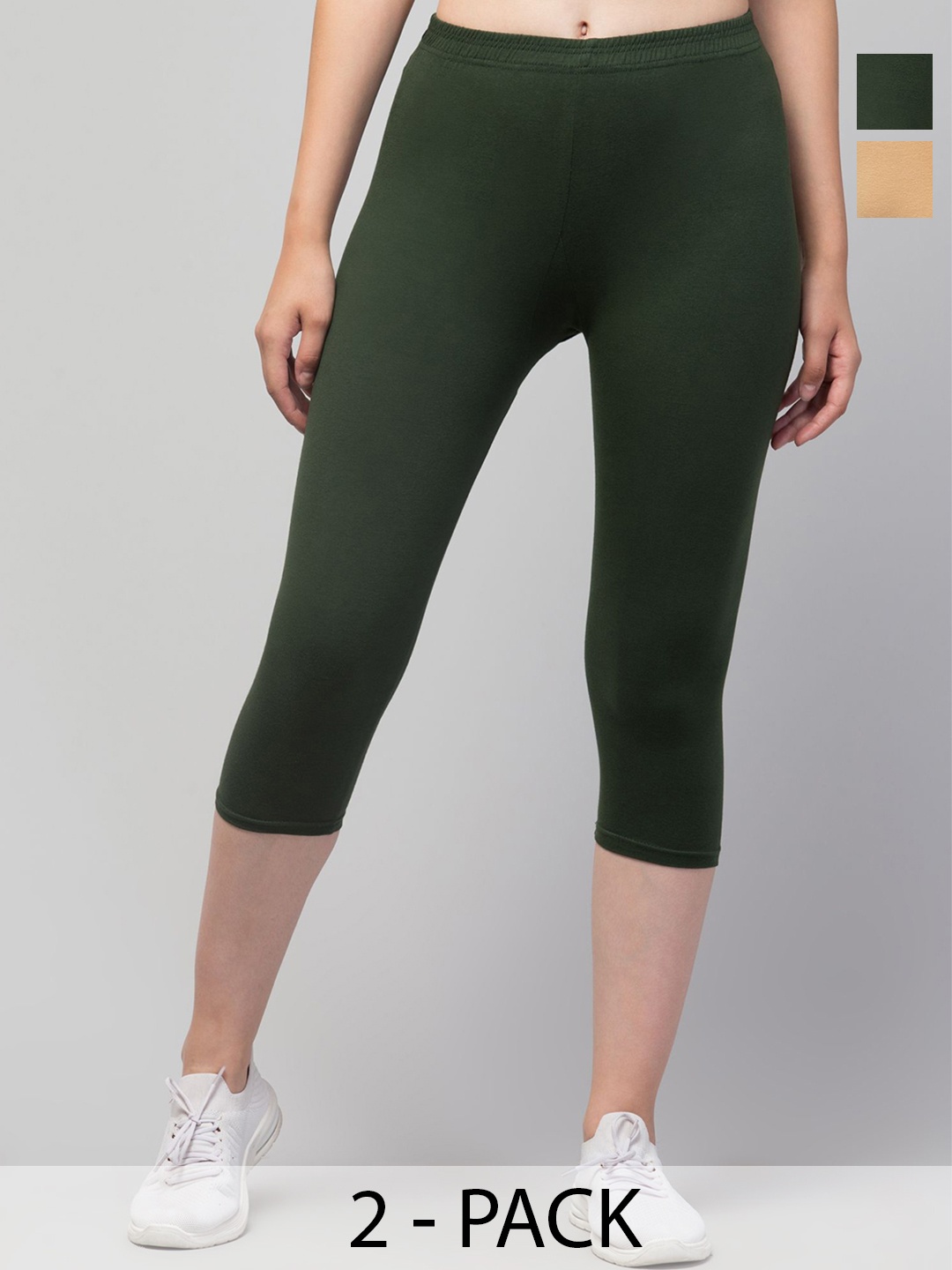 

ULLAS Women Skinny Fit Capris, Olive