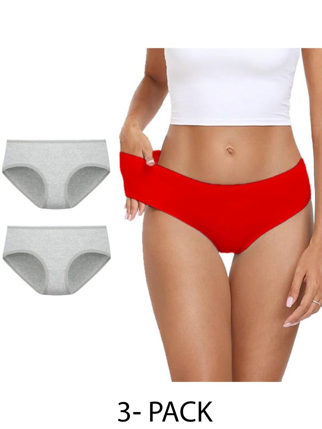 

Diving Deep Women Pack of 3 Cotton Basic Briefs, Red