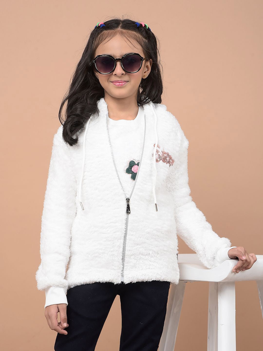 

Crimsoune Club Girls Hooded Sweatshirt, White