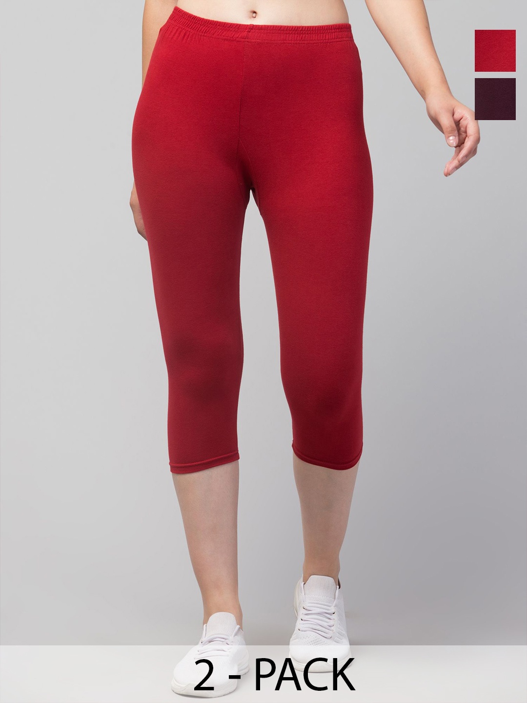 

ULLAS Women Skinny Fit Capris, Maroon