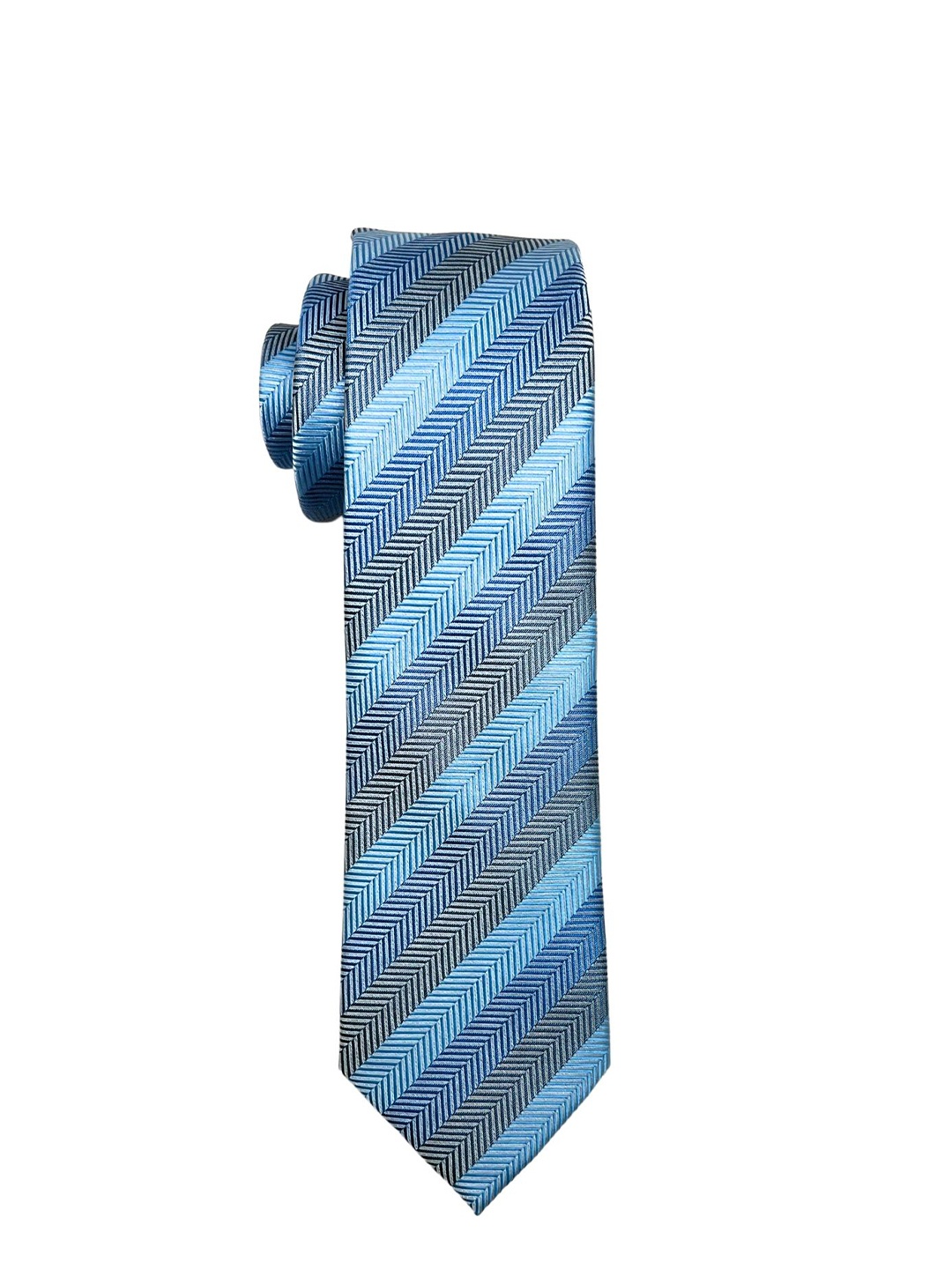 

The Tie Hub Men Striped Broad Tie, Blue