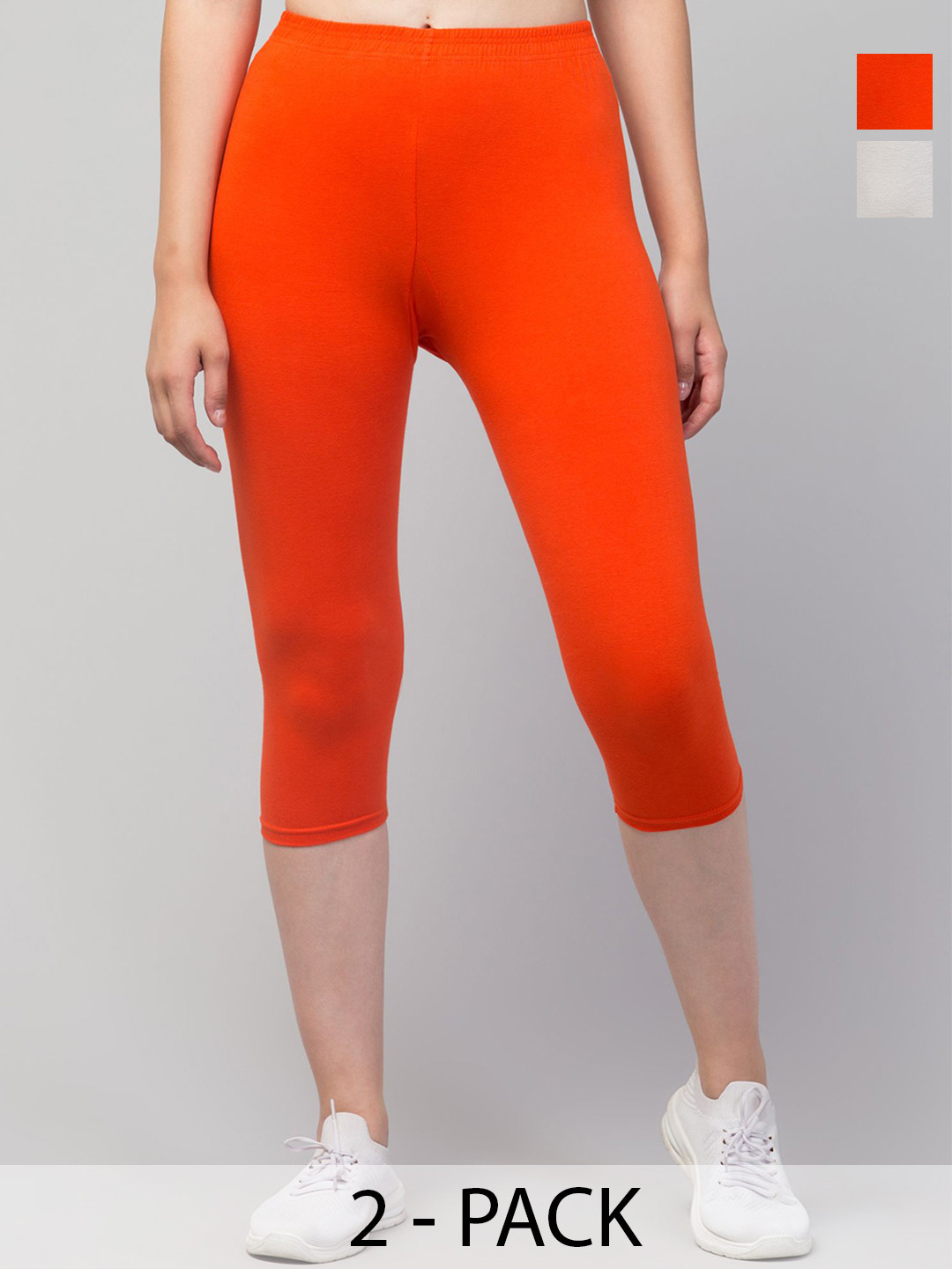

ULLAS Women Skinny Fit Capris, Orange