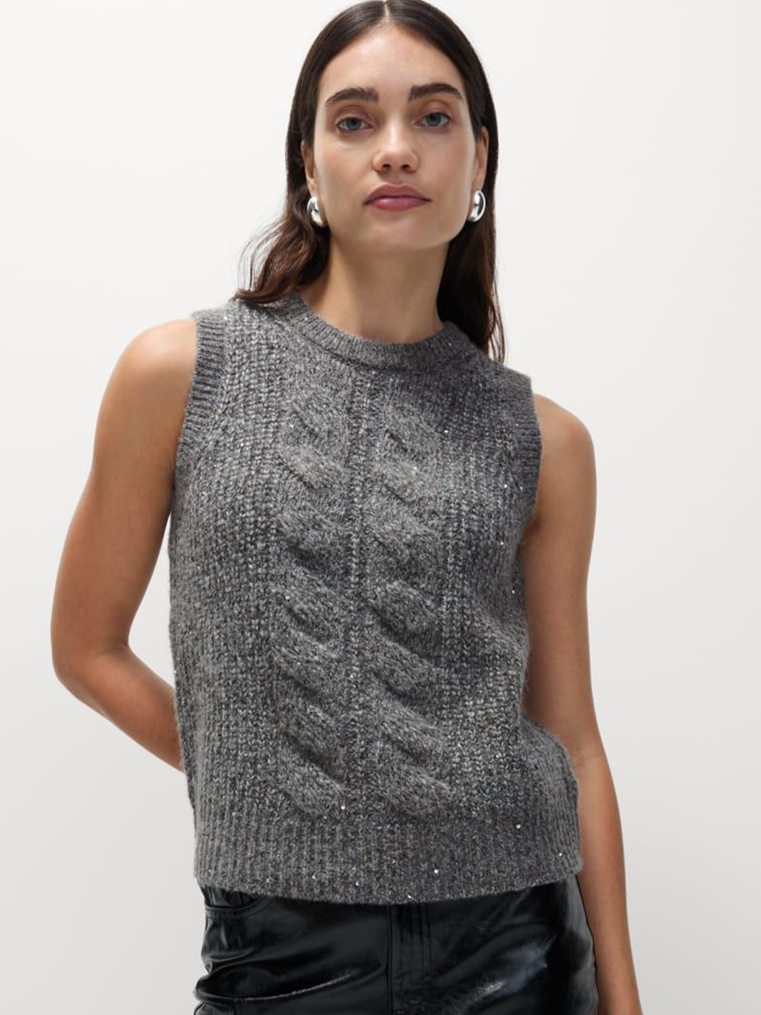 

Marks & Spencer Women Sweater Vest, Grey