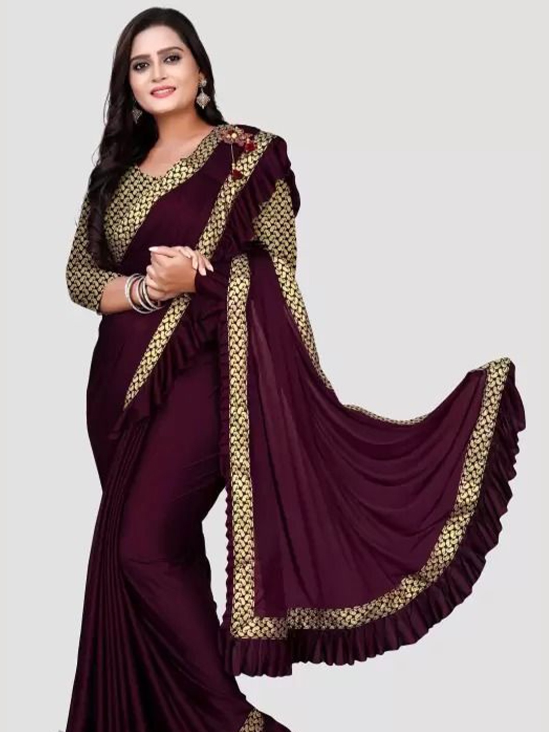 

SAADHVI Saree, Burgundy