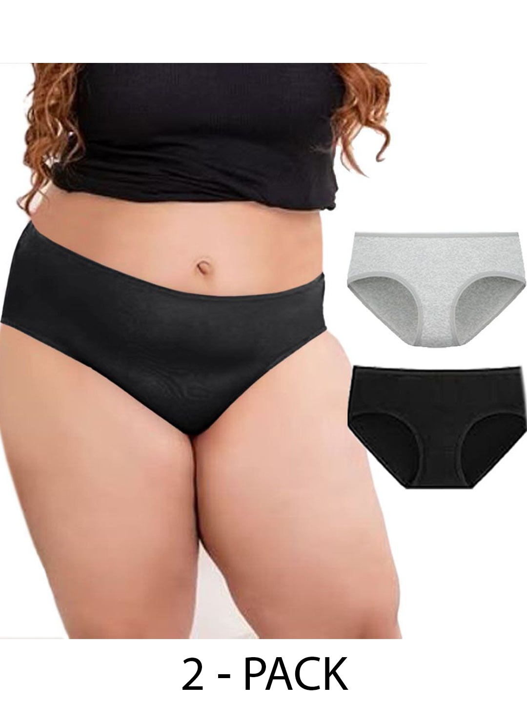

Diving Deep Women Pack of 2 Cotton Assorted Plus Size Hipster Briefs