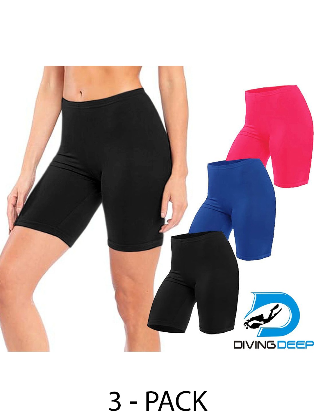 

Diving Deep Women Pack Of 3 Mid-Rise Boy Shorts, Black