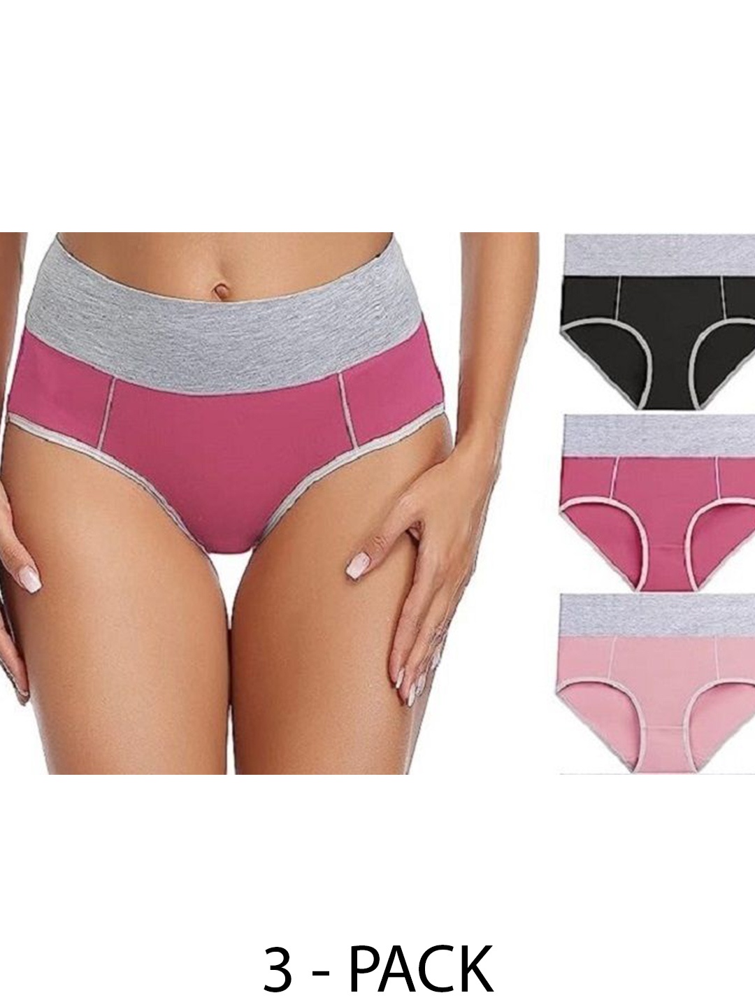 

Diving Deep Women Pack of 3 Hipster Briefs, Pink