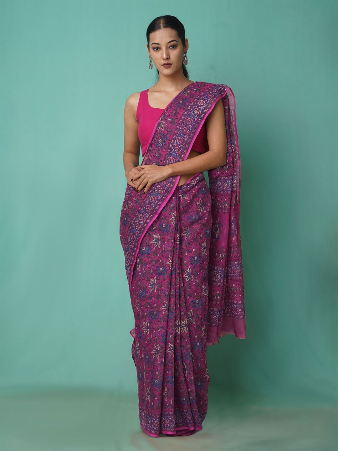 

Unnati Silks Floral Net Handloom Kota Saree, Pink