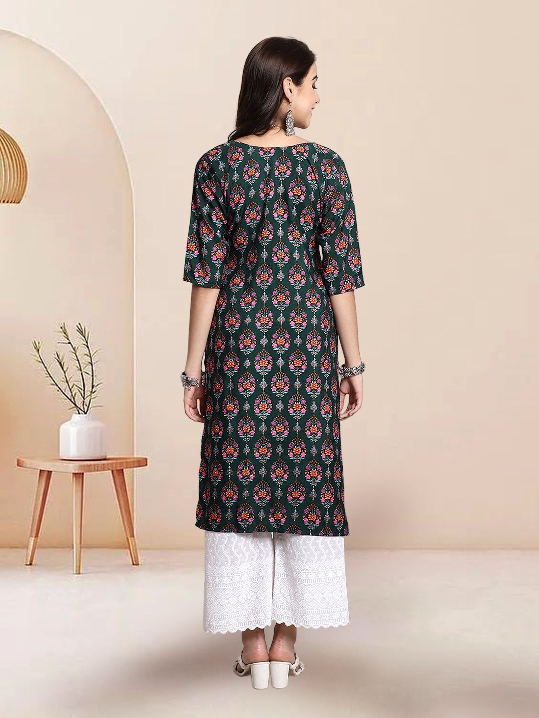 

7Threads Women Ethnic Motifs Printed Floral Crepe Kurta, Multi