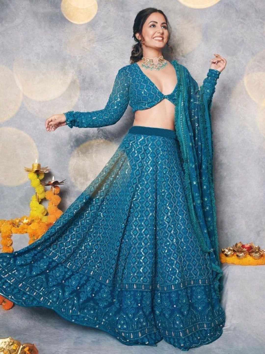 

Rujave Embellished Thread Work Semi-Stitched Lehenga & Unstitched Blouse With Dupatta, Green
