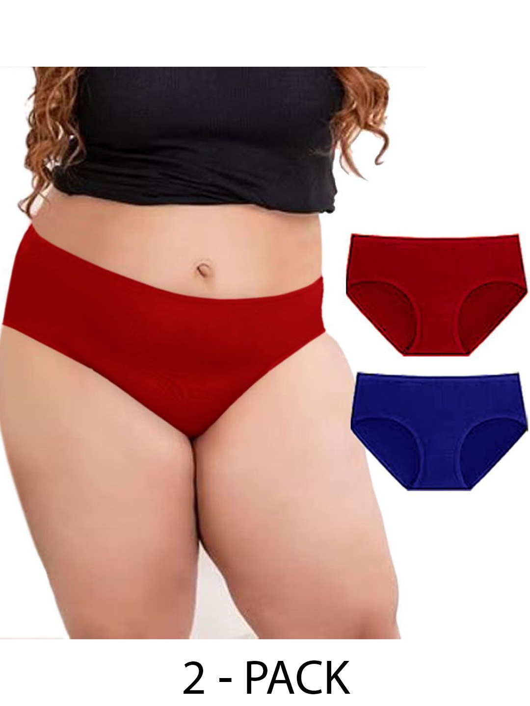 

Diving Deep Women Plus Size Pack of 2 Cotton Hipster Briefs, Assorted