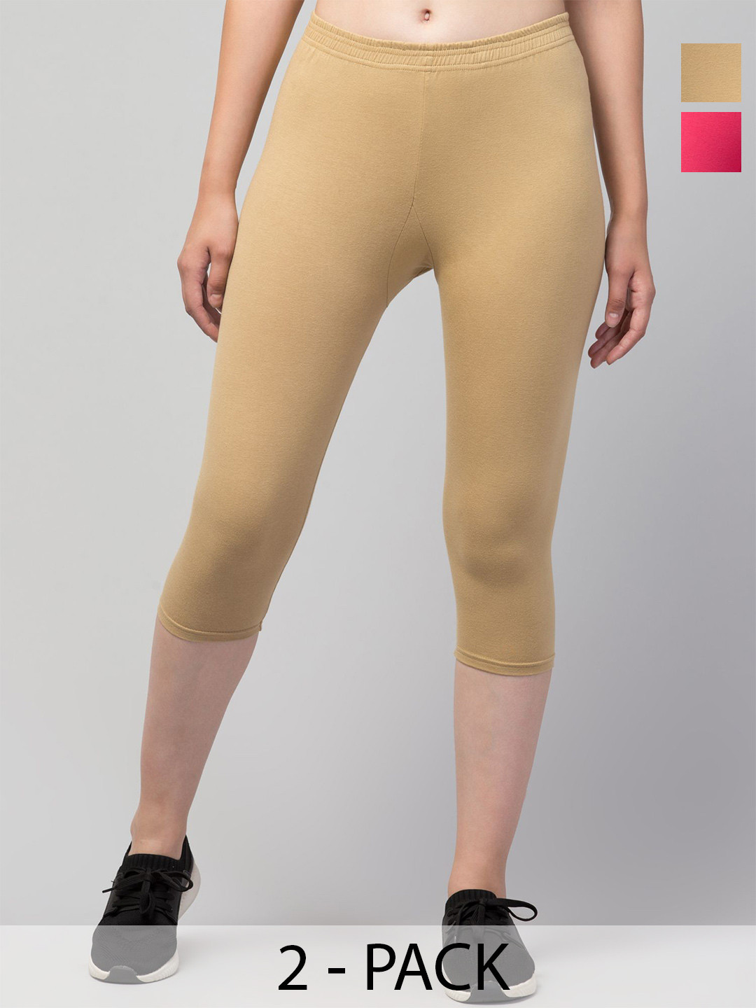 

ULLAS Women Skinny Fit Capris, Beige