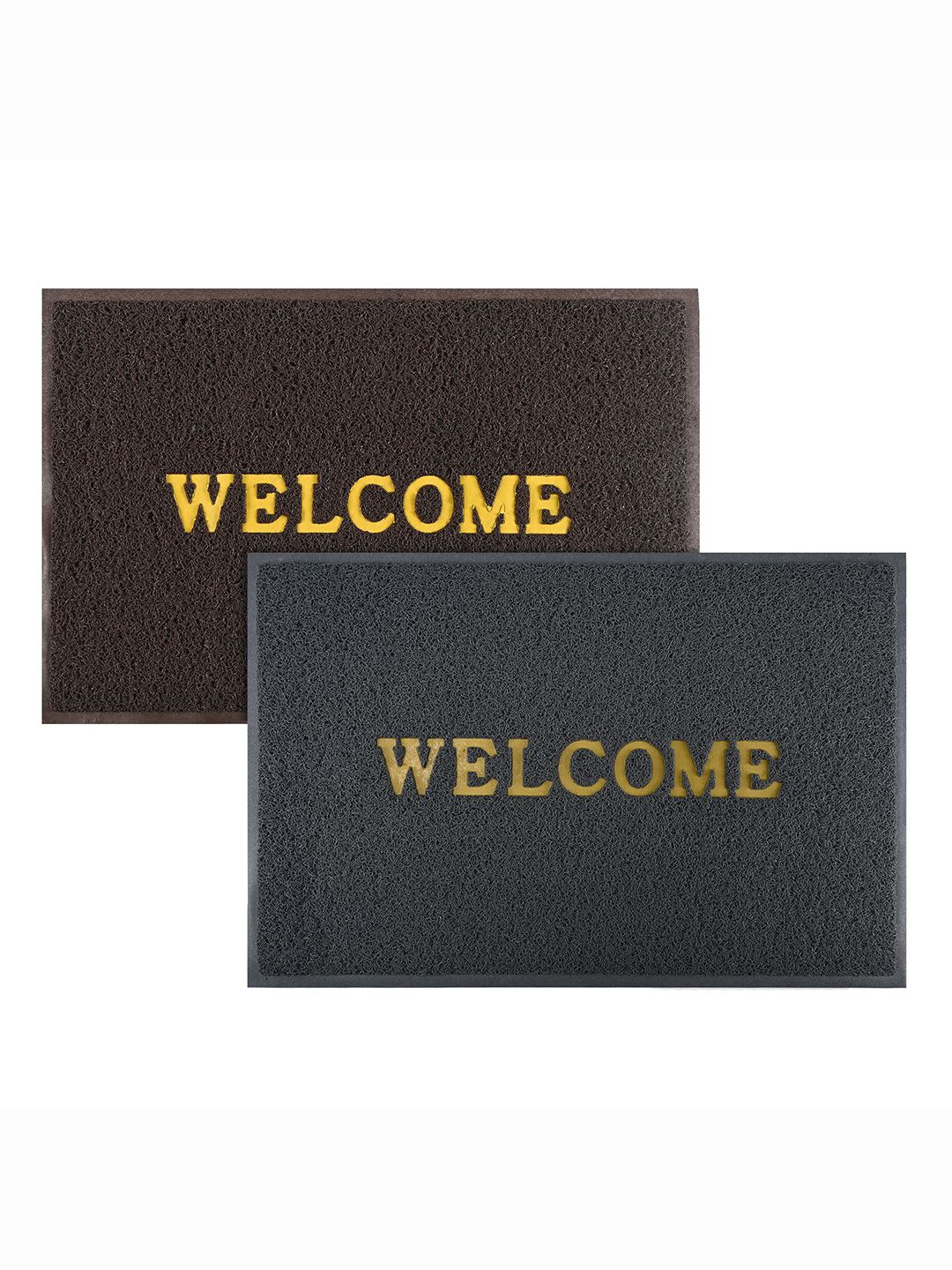

Kuber Industries Brown & Grey 2 Pieces Printed Anti-Skid Doormats